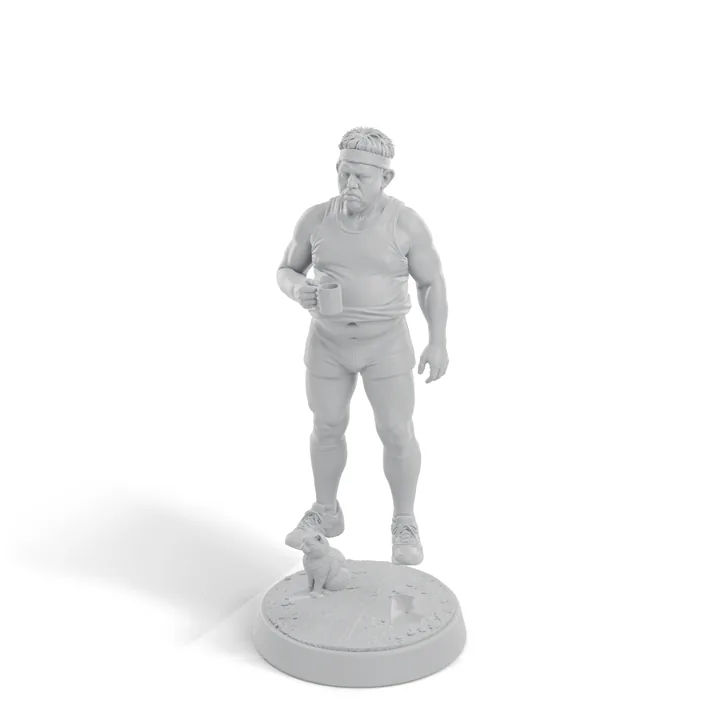 Render: the four parts of the Garry sculpt in clean grey