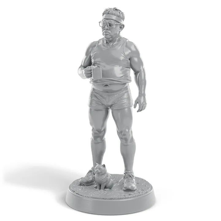 Render: Garry printed in grey resin, the parts coming together