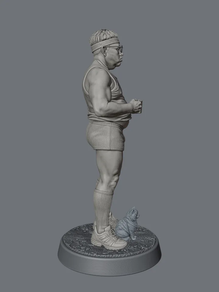 Render of the Garry statue from the right side